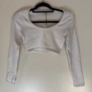 Zara Cropped White Long Sleeve Top